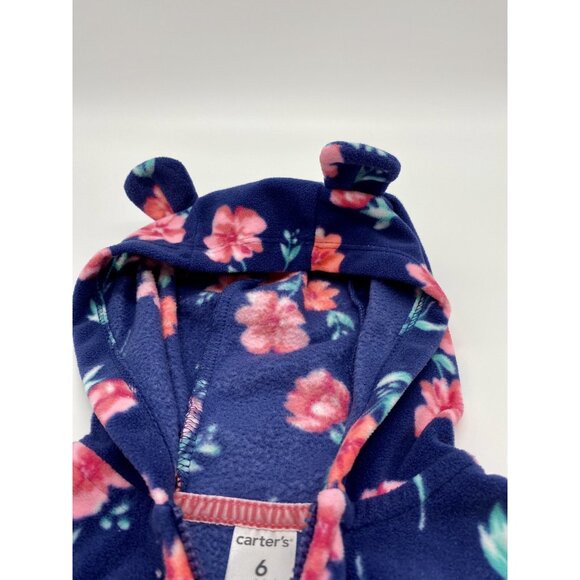 Carter’s Infant Girl Fleece Zip up Floral Hoodie Vest Jacket 6 Months Soft - Picture 3 of 6